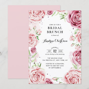 Invitation Aquarelle rose Rose Frame Bridal Brunch