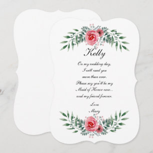 Invitation Aquarelle Rose Rose Pâle Feuillage Verdure Demoise