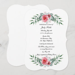 Invitation Aquarelle Rose Rose Vert feuillage Foliage Bridal 