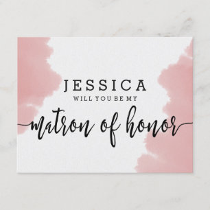 Invitation Aquarelle Rose Seras-Tu Ma Matrone d'Honneur