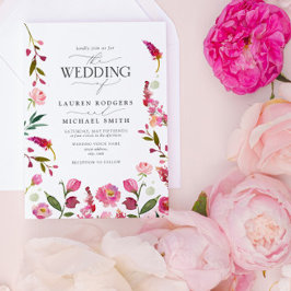 Invitation Aquarelle rose vibre Jardin Floral Mariage