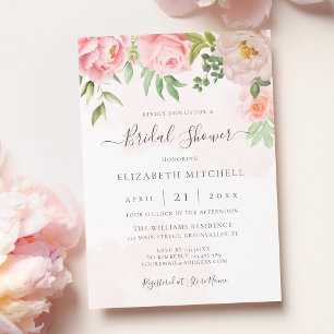 Invitation Aquarelle rose vif Fête des mariées de pivoine flo