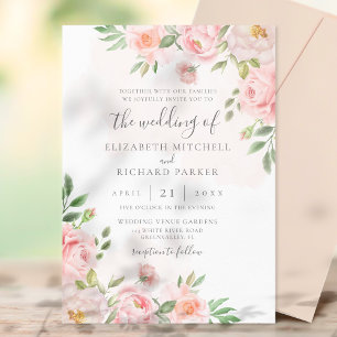 Invitation Aquarelle rose vif Mariage de pivoine florale