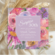 Aquarelle rose violet Fleurs sauvages 30e annivers