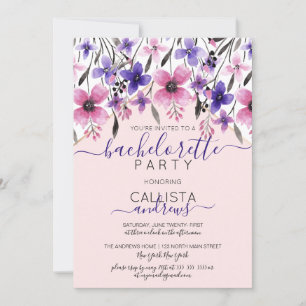 Invitation Aquarelle rose violet Floral Bachelorette Party