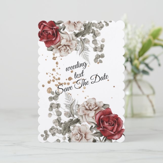 Invitation Aquarelle Roses Bouquet de printemps Amour Invitat (Debout devant)