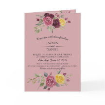 Aquarelle Roses de campagne bordeaux rose