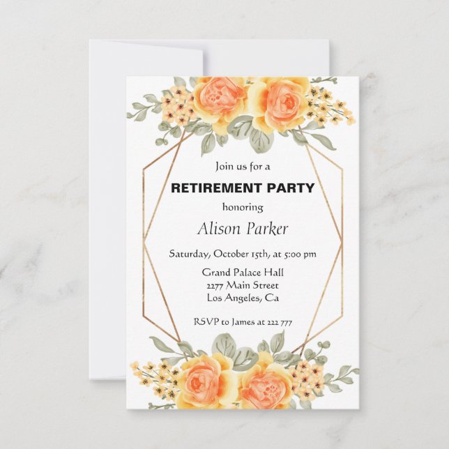 Invitation Aquarelle Roses jaunes (Devant)