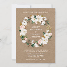 Aquarelle Roses roses blanches Magnolias Wreath Kr