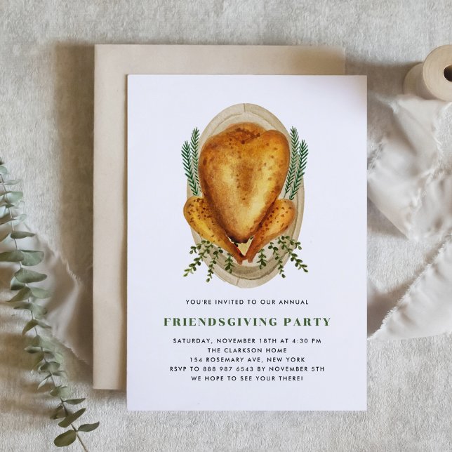 Invitation Aquarelle rôtie Turquie Dîner d'action (Créateur téléchargé)