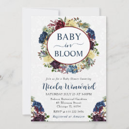 Invitation Aquarelle rouge et Baby shower de couronne d'hiver