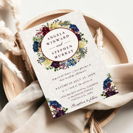Invitation Aquarelle rouge et marine Mariage de la couronne d