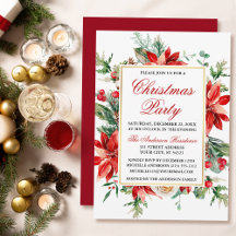Aquarelle Rouge Poinsettia Fête de Noël Florale