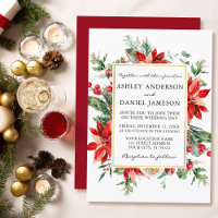 Aquarelle Rouge Poinsettia Floral Mariage