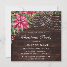 Invitation Aquarelle Rouge Poinsettie Entreprise Noël