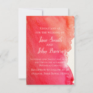 Invitation Aquarelle rouge pourpre art moderne mariage boho