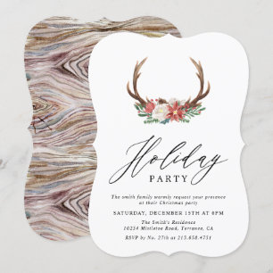 Invitation Aquarelle russe Antler Noël Fête des fêtes