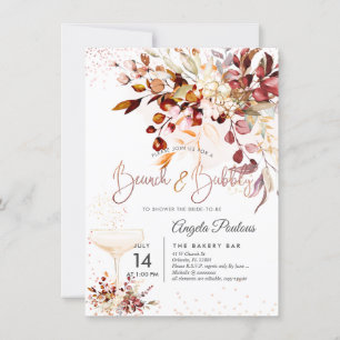 Invitation Aquarelle Russe Automne Eucalyptus Brunch Bubbly