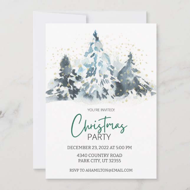 Invitation Aquarelle Russe fête de Noël Deer Forest (Devant)