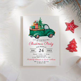 Invitation Aquarelle Russe Green Truck fête de Noël