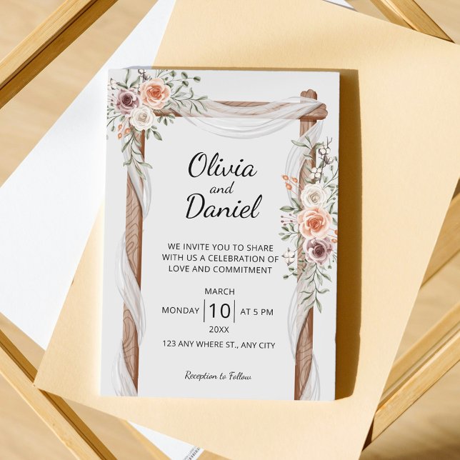 Invitation Aquarelle Rustique Arc Floral | Mariage Boho (Créateur téléchargé)