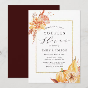 Invitation Aquarelle Rustique Automne Couples Floral Douche
