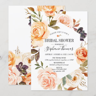 Invitation Aquarelle Rustique Automne Fête des mariées floral