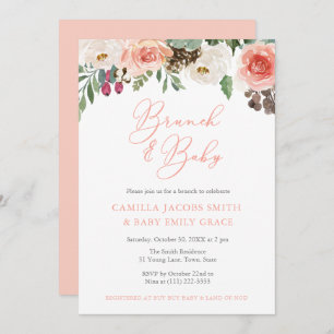 Invitation Aquarelle rustique Baby shower de Brunch d'automne