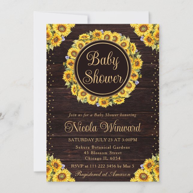 Invitation Aquarelle Rustique Baby shower de couronne de tour (Devant)