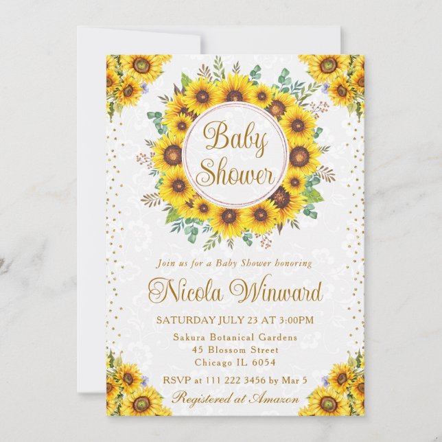Invitation Aquarelle Rustique Baby shower de couronne de tour (Devant)