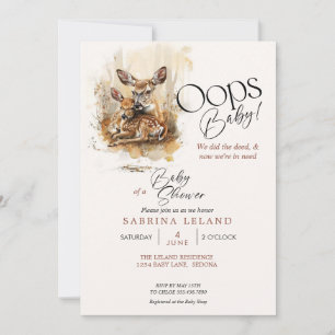 Invitation Aquarelle rustique Cerf Oops Baby