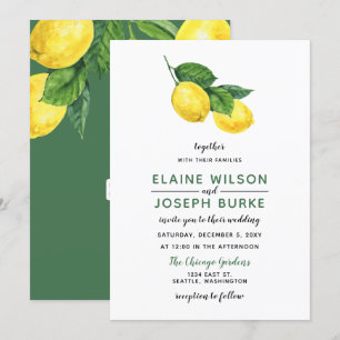 Invitation Aquarelle rustique Citrus Lemon Mariage