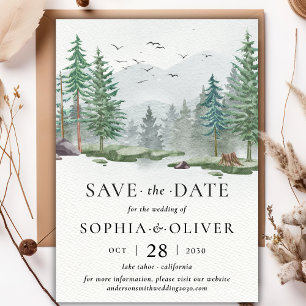 Invitation Aquarelle rustique Enregistrer le Mariage de forêt