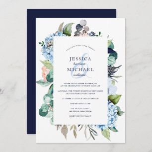 Invitation Aquarelle rustique Floral Hydrangea Mariage de mar