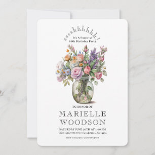 Invitation Aquarelle rustique Floral Surprise 80e anniversair