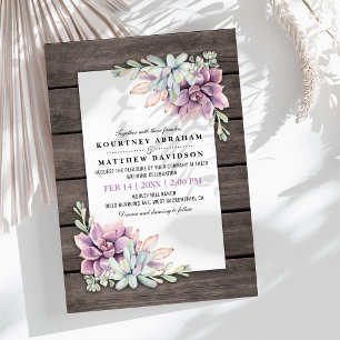 Invitation Aquarelle rustique Mariage Floral Succulent
