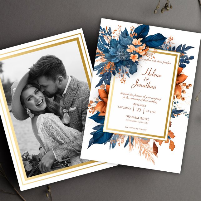 Invitation Aquarelle Rustique moderne Floral Mariage élégant (Modern Rustic Watercolor Floral Elegant Wedding Invitation)