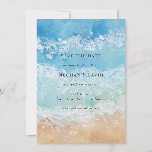 Invitation Aquarelle Rustique Summer Sea Beach Enregistrer La (Devant)