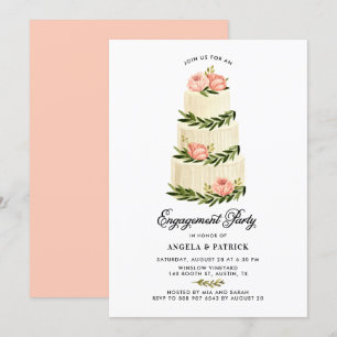 Invitation Aquarelle Rustique Tirée Fête d'engagement de gâte