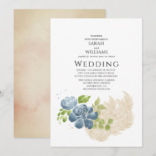 Invitation Aquarelle Rustique Vert ardoise bleu ardoise