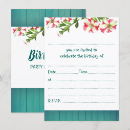 Invitation Aquarelle rustique vierge Trail Petunias Anniversa