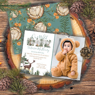 Invitation Aquarelle rustique Wild One First Birthday Photo