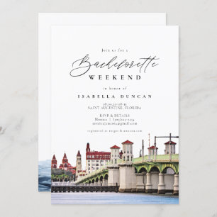 Invitation Aquarelle Saint Augustine Floride Skyline Beach