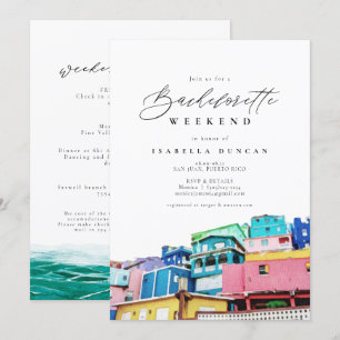Invitation Aquarelle San Juan Porto Rico Skyline Tropical