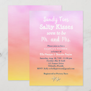 Invitation Aquarelle Sandy Toes Coucher de soleil Couple Douc