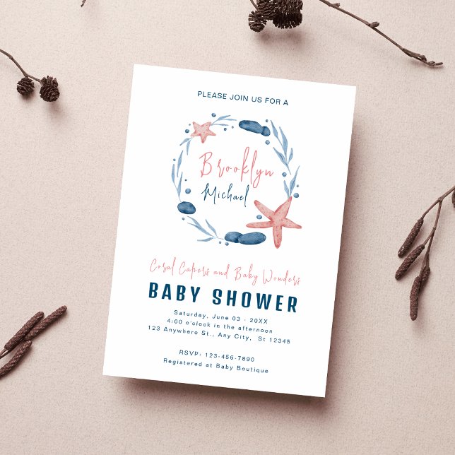 Invitation Aquarelle Sea Life Coral Reef Baby shower (Créateur téléchargé)