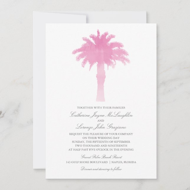 Invitation Aquarelle Serene Palm Tree | MARIAGE (Devant)