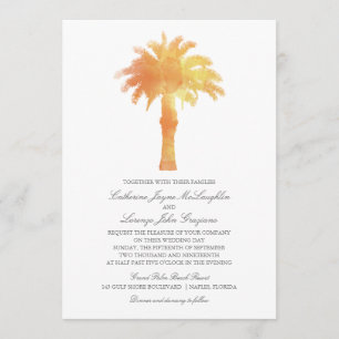 Invitation Aquarelle Serene Palm Tree MARIAGE