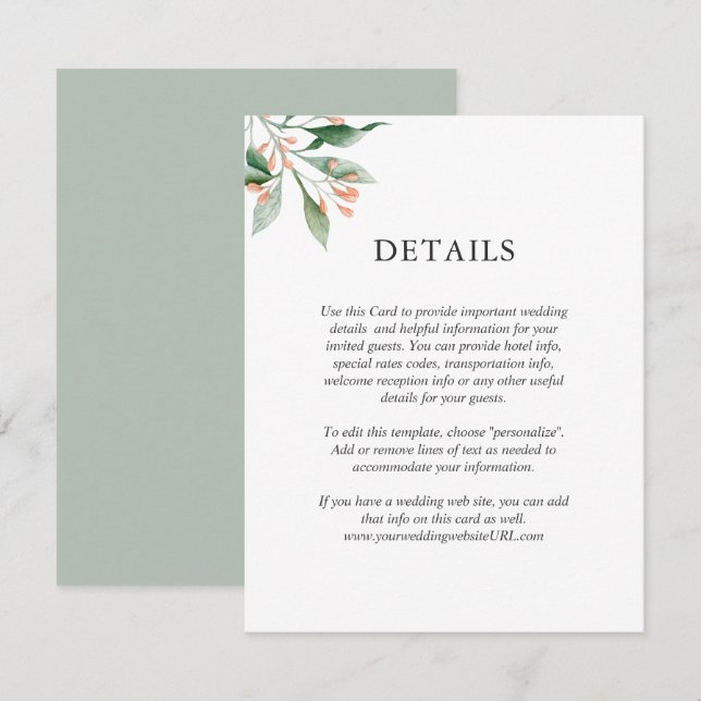 Invitation Aquarelle simple et élégante Détails du Mariage Fl (Devant / Derrière)