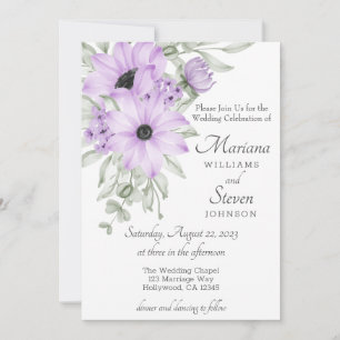 Invitation Aquarelle simple et élégante Purple Floral Invitat